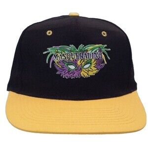 Vtg Nissun Masquerading Snapback Hat Cap Black Yellow 90s Retro Trucker Rare